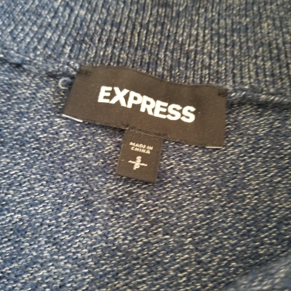 Express Navy Marled Shawl Neck Sweater - Picture 4 of 6